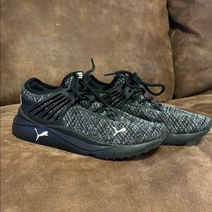 Puma Black & Gray Knit Athletic Sneakers